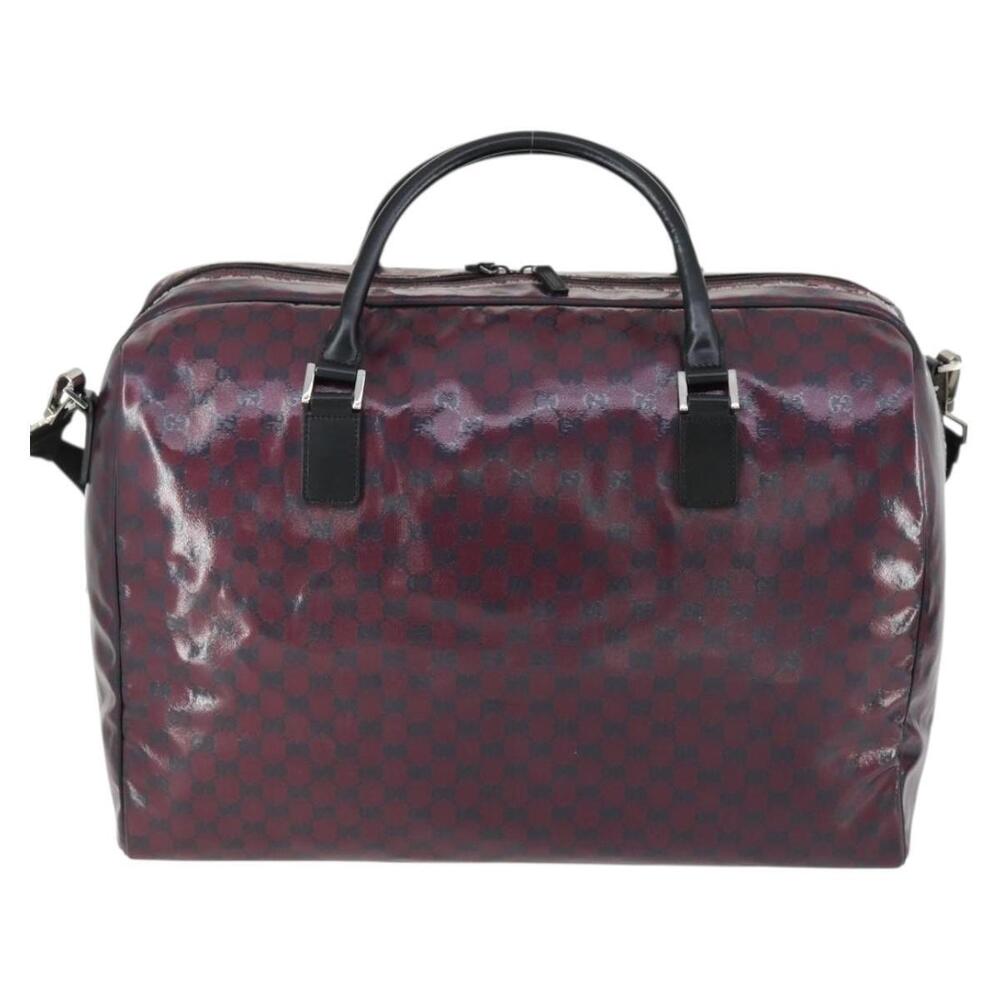 GUCCI GG Crystal Boston Bag Coated Canvas 2way Red Silver 203696 Auth 151447 - Picture 2 of 16